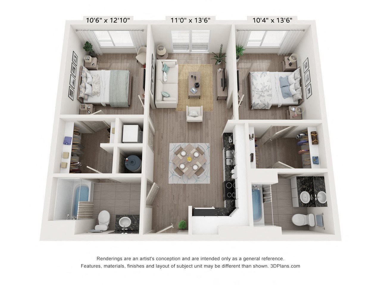 The Reef 2 Bed 2 Bath Floor Plan The Reef 2 Bed 2 Bath Floor Plan at The Point on 38th, Norfolk, VA
